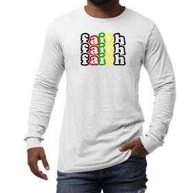 Mens Long Sleeve Graphic T-shirt - Faith Stack Multicolor Black