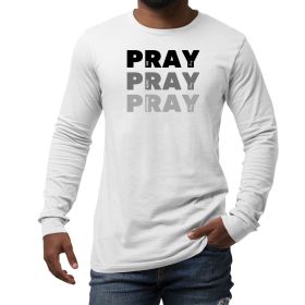 Mens Long Sleeve Graphic T-shirt - Pray On It Over It Through It