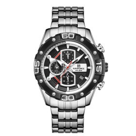 Fashion Hollow Personalized Waterproof Watch (Color: Silver black)