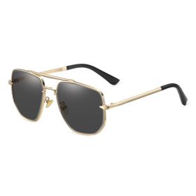 Fashion Pilot Polarized Sunglasses Women Double Bean Sunglass Vintage Sun Glass Men Luxury Design Eyewear UV400 Gradient Shades (Lens Color: gold black)