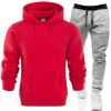 Autumn and winter men's pullover plush hoodie sweater suit solid casual sports suit